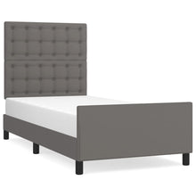 Bedframe Met Hoofdbord Kunstleer Grijs 80 x 200 cm Knopen