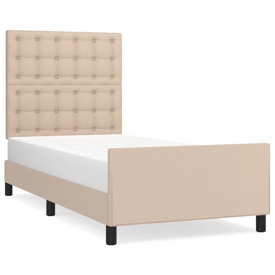 Bedframe met hoofdbord kunstleer cappucinnokleurig 80x200 cm