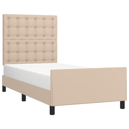 Bedframe met hoofdbord kunstleer cappucinnokleurig 80x200 cm