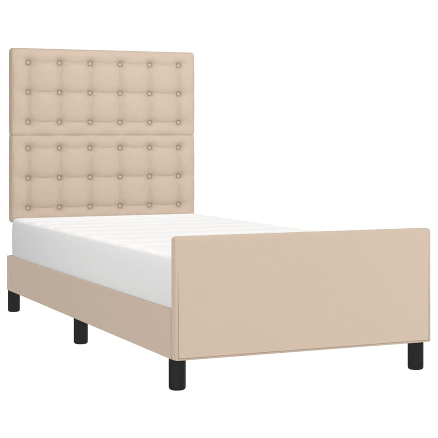 Bedframe met hoofdbord kunstleer cappucinnokleurig 80x200 cm
