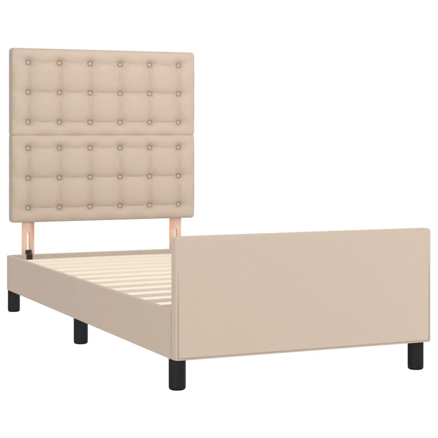 Bedframe met hoofdbord kunstleer cappucinnokleurig 80x200 cm