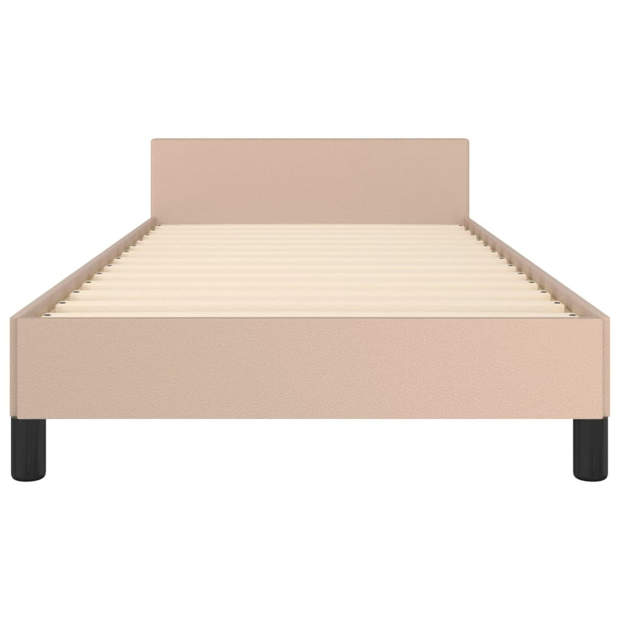 Bedframe met hoofdbord kunstleer cappucinnokleurig 80x200 cm