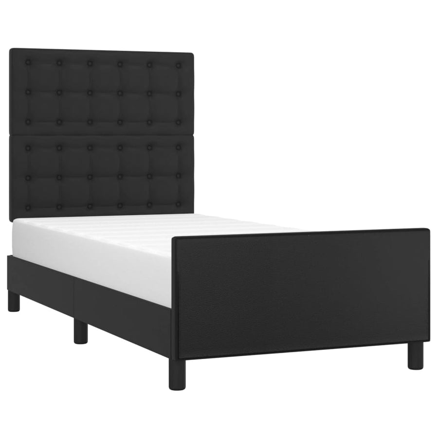 Bedframe Met Hoofdbord Kunstleer Zwart 90 x 190 cm Knopen