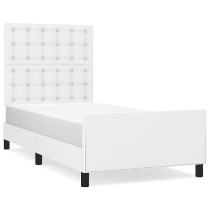 Bedframe Met Hoofdbord Kunstleer Wit 90 x 190 cm Knopen