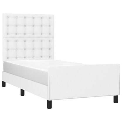 Bedframe Met Hoofdbord Kunstleer Wit 90 x 190 cm Knopen