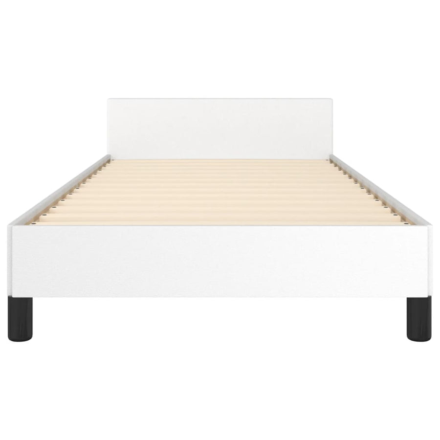 Bedframe Met Hoofdbord Kunstleer Wit 90 x 190 cm Knopen