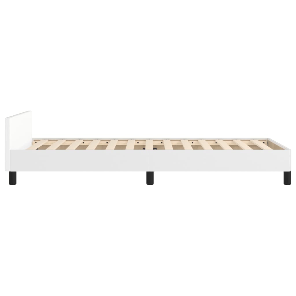 Bedframe Met Hoofdbord Kunstleer Wit 90 x 190 cm Knopen