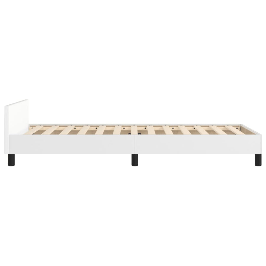 Bedframe Met Hoofdbord Kunstleer Wit 90 x 190 cm Knopen