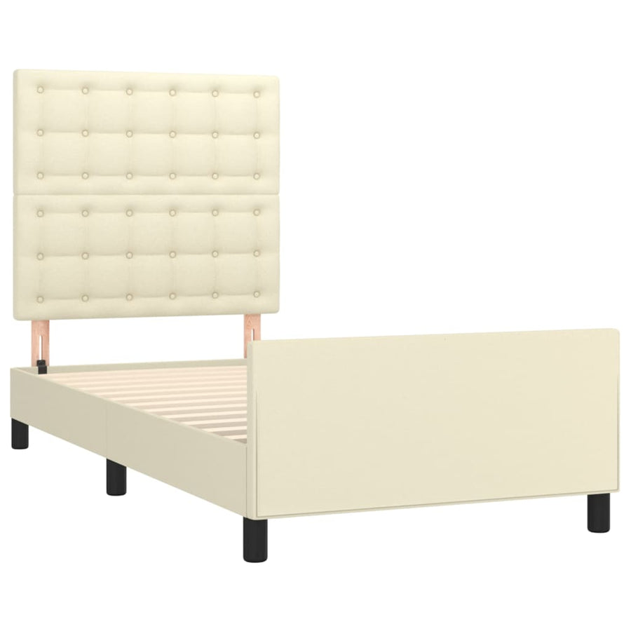 Bedframe Met Hoofdbord Kunstleer Kleurig 90 x 190 cm Crème