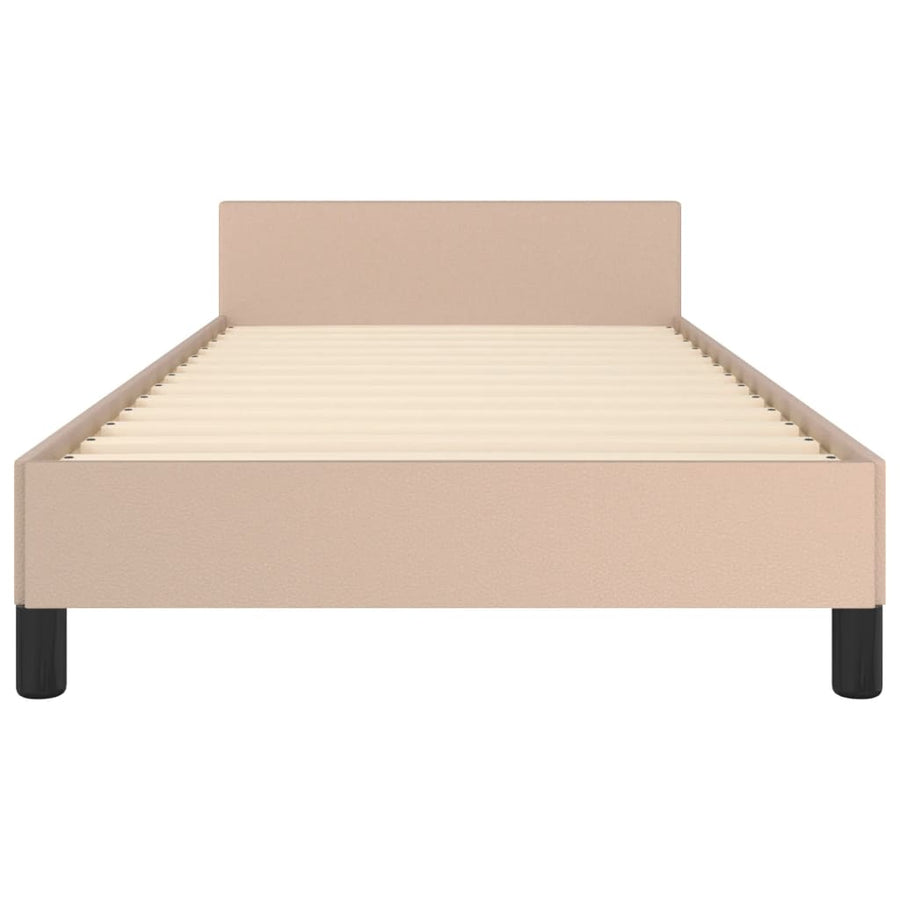 Bedframe Met Hoofdbord Kunstleer Cappucinnokleurig Cappuccino 90 x 190 cm Knopen