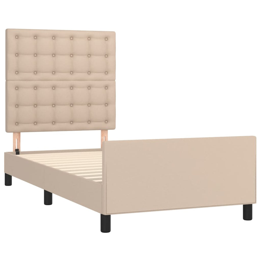 Bedframe Met Hoofdbord Kunstleer Kleurig Cappuccino 90 x 200 cm Knopen
