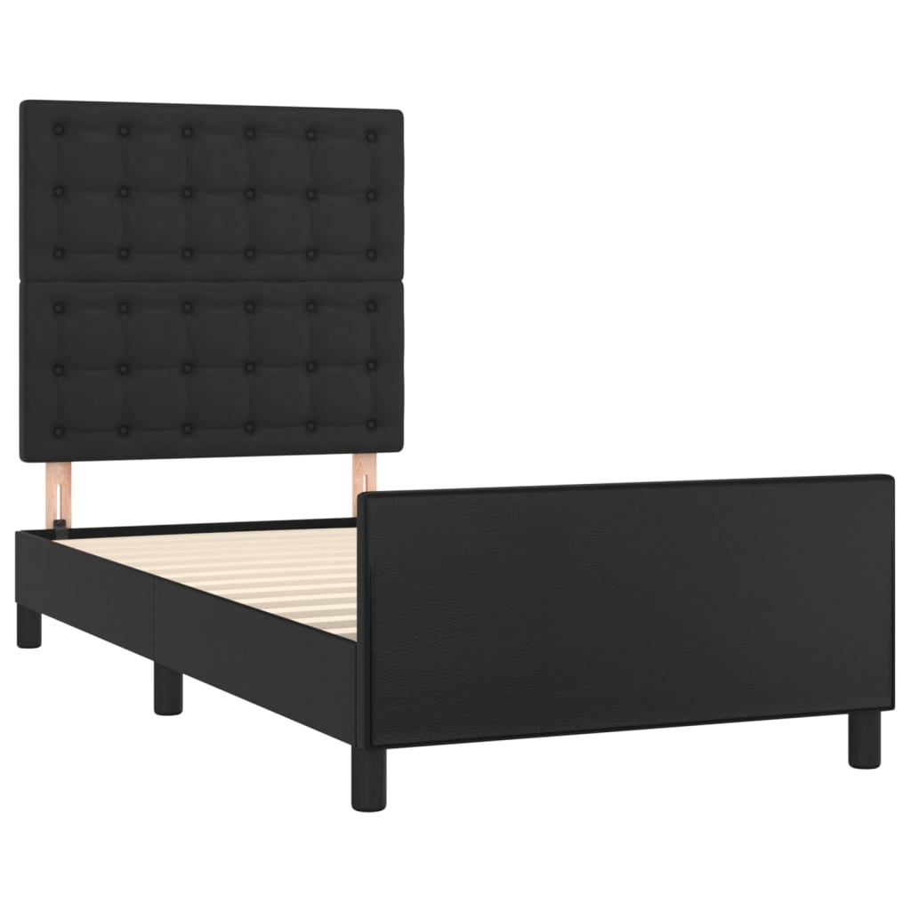Bedframe Met Hoofdbord Kunstleer Zwart 100 x 200 cm Knopen