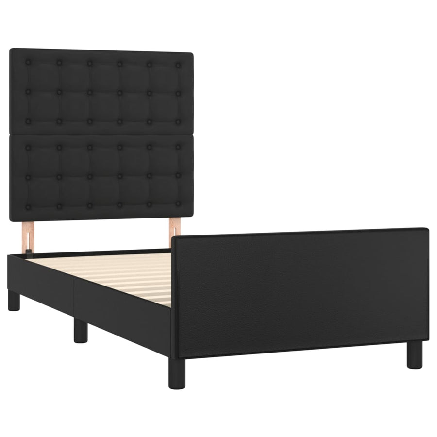 Bedframe Met Hoofdbord Kunstleer Zwart 100 x 200 cm Knopen