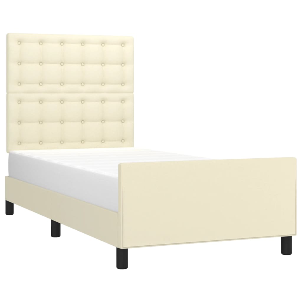 Bedframe Met Hoofdbord Kunstleer Kleurig 100 x 200 cm Crème