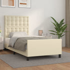 Cream artificial leather bed frame with headboard 100x200 cm