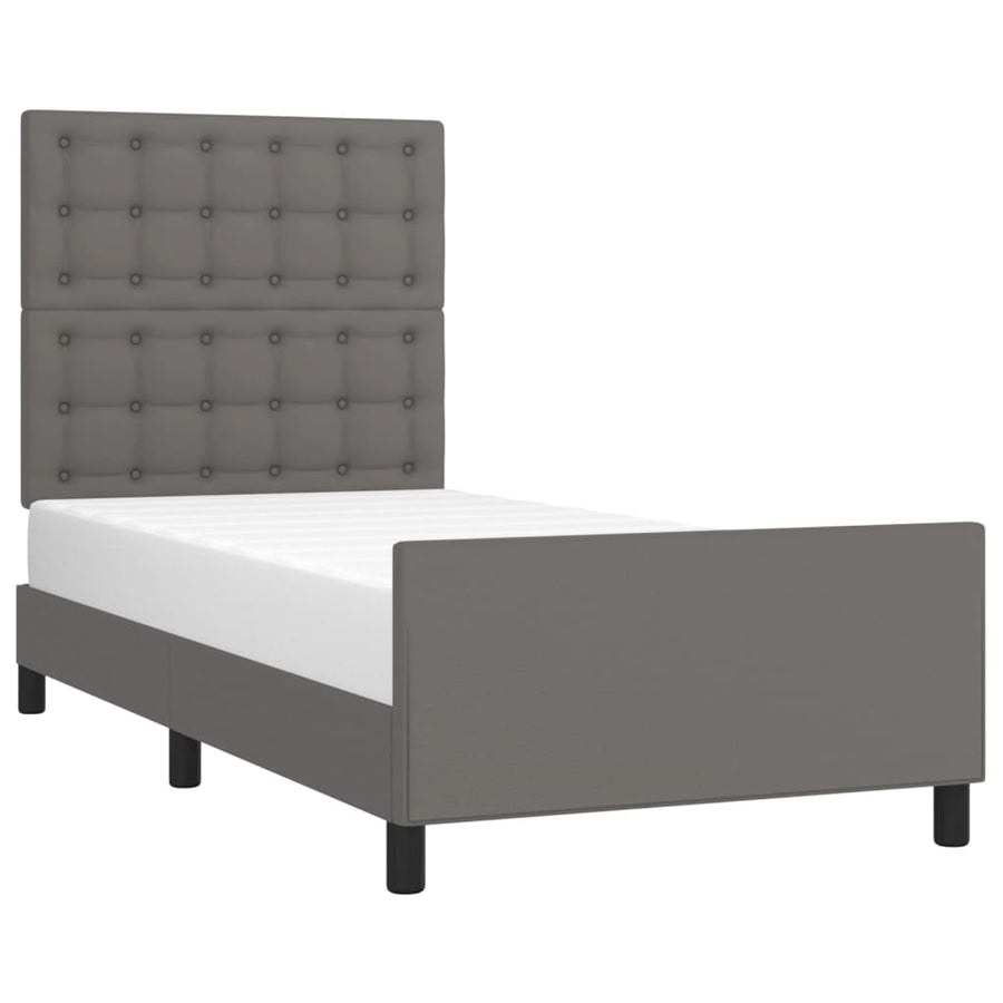 Bedframe Met Hoofdbord Kunstleer Grijs 100 x 200 cm Knopen