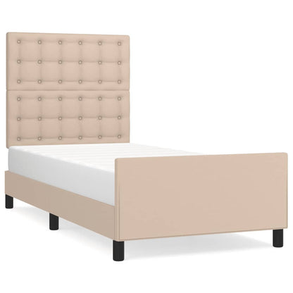 Bedframe met hoofdbord kunstleer cappuccinokleurig 100x200 cm