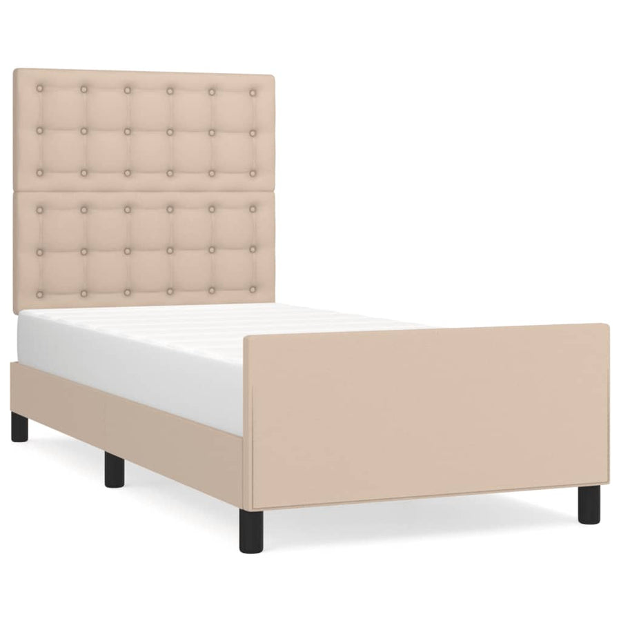 Bedframe met hoofdbord kunstleer cappuccinokleurig 100x200 cm