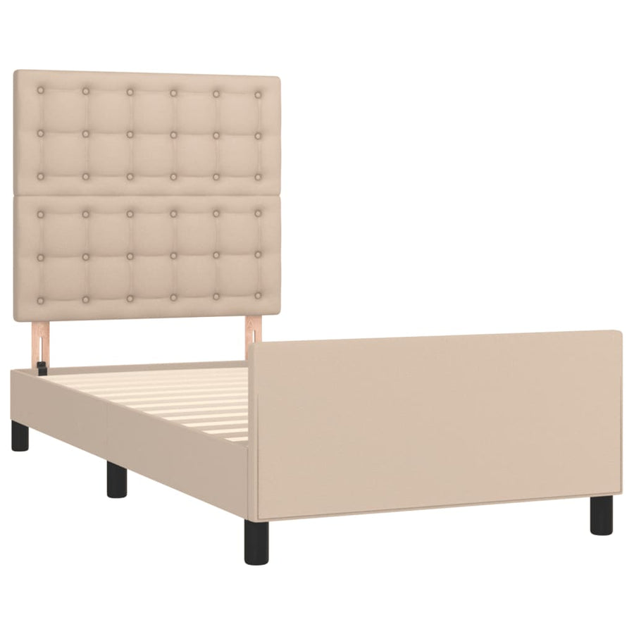 Bedframe met hoofdbord kunstleer cappuccinokleurig 100x200 cm