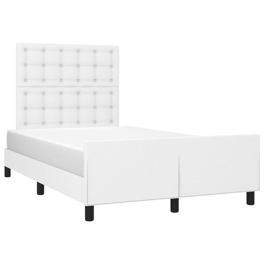 Bedframe Met Hoofdbord Kunstleer Wit 120 x 200 cm Knopen