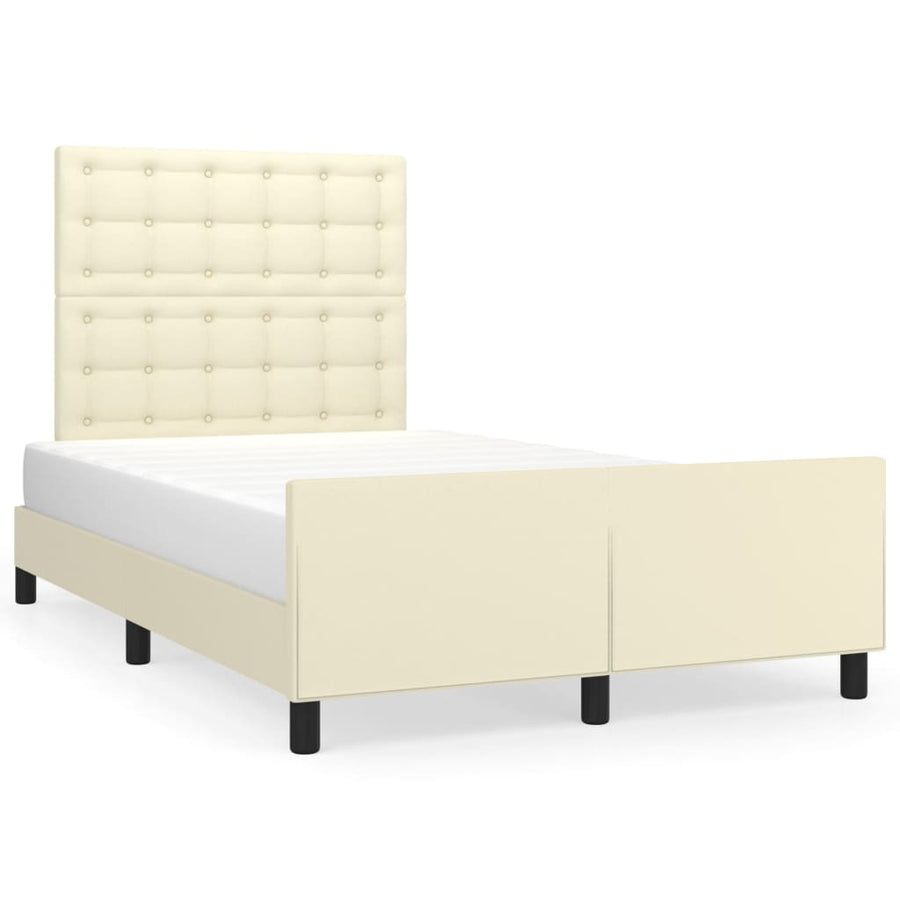 Bedframe Met Hoofdbord Kunstleer Kleurig 120 x 200 cm Crème