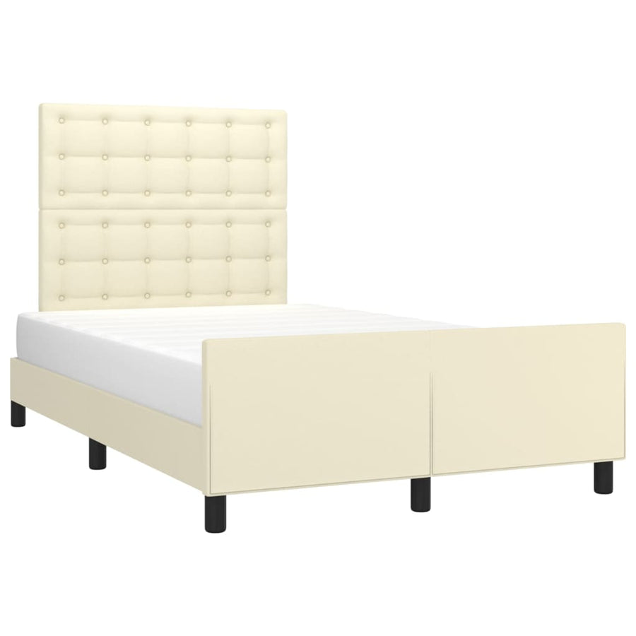 Bedframe Met Hoofdbord Kunstleer Kleurig 120 x 200 cm Crème