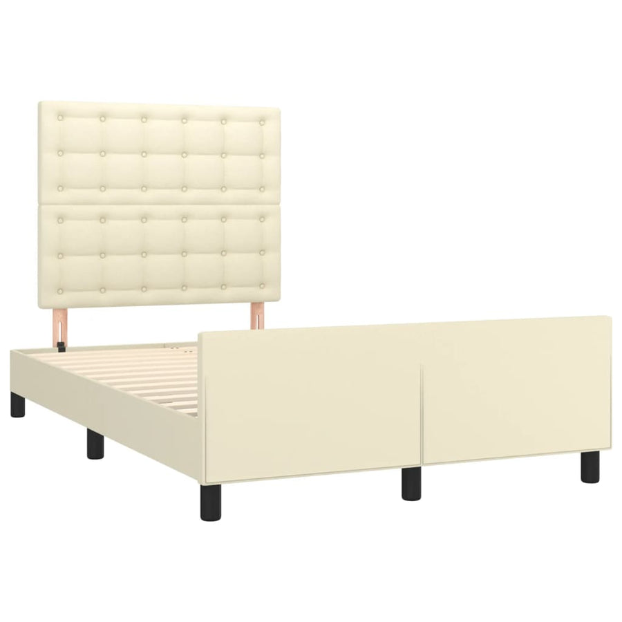Bedframe Met Hoofdbord Kunstleer Kleurig 120 x 200 cm Crème