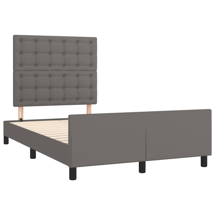 Bedframe Met Hoofdbord Kunstleer Grijs 120 x 200 cm Knopen