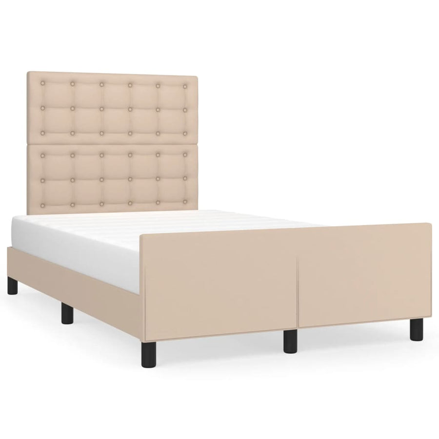 Bedframe met hoofdbord kunstleer cappuccinokleurig 120x200 cm