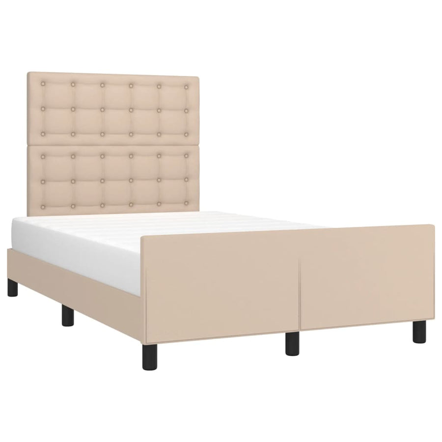 Bedframe met hoofdbord kunstleer cappuccinokleurig 120x200 cm