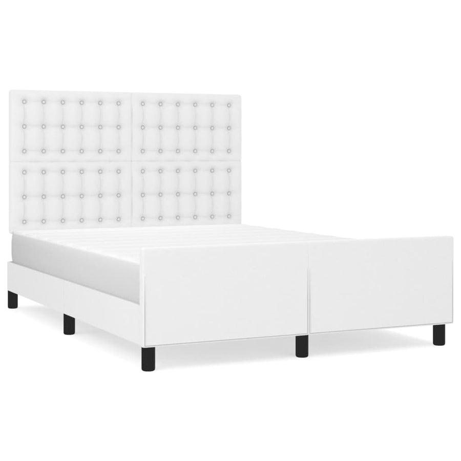 Bedframe Met Hoofdbord Kunstleer Wit 140 x 190 cm Knopen