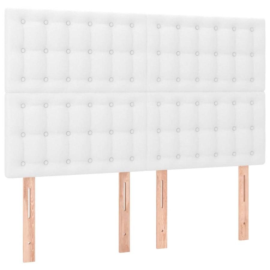 Bedframe Met Hoofdbord Kunstleer Wit 140 x 190 cm Knopen