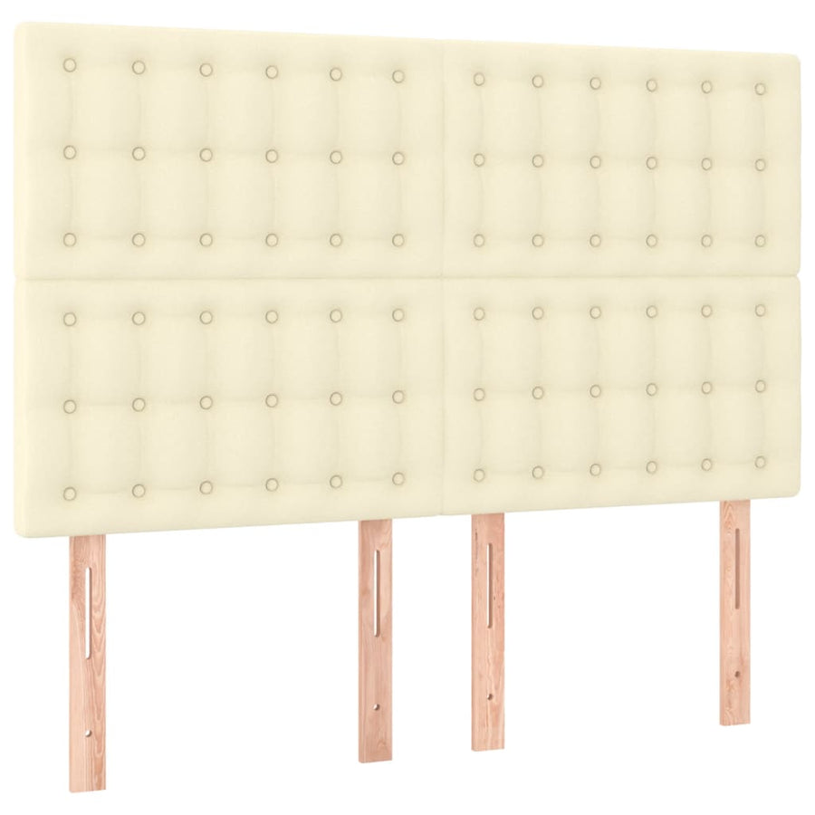 Bedframe Met Hoofdbord Kunstleer Crèmekleurig 140X190 Cm 140 x 190 cm Knopen