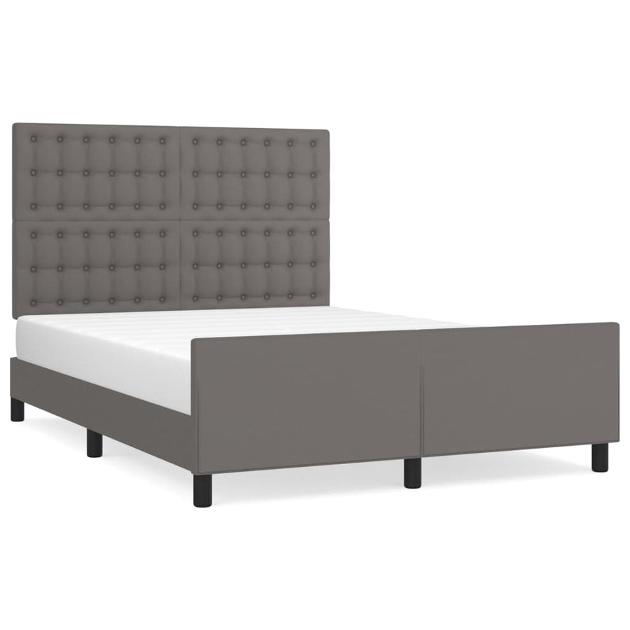 Bedframe Met Hoofdbord Kunstleer Grijs 140 x 190 cm Knopen