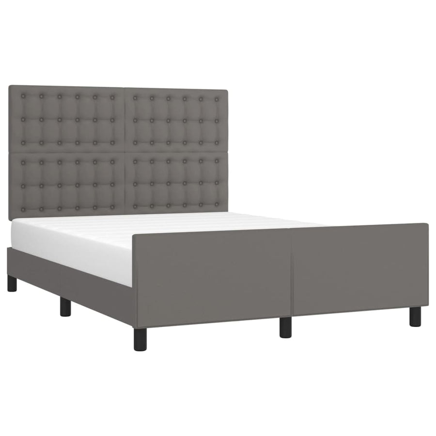 Bedframe Met Hoofdbord Kunstleer Grijs 140 x 190 cm Knopen