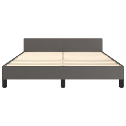 Bedframe Met Hoofdbord Kunstleer Grijs 140 x 190 cm Knopen