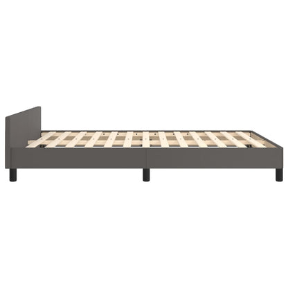 Bedframe Met Hoofdbord Kunstleer Grijs 140 x 190 cm Knopen