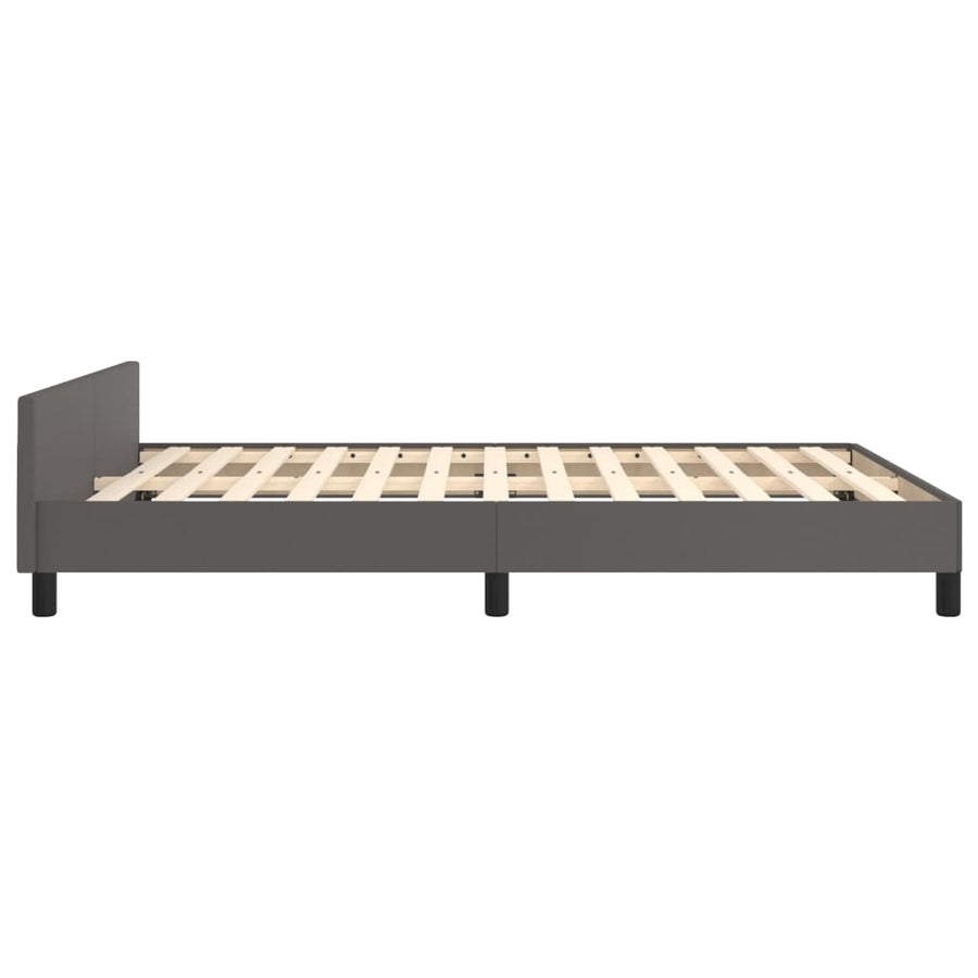 Bedframe Met Hoofdbord Kunstleer Grijs 140 x 190 cm Knopen