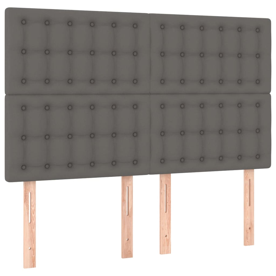 Bedframe Met Hoofdbord Kunstleer Grijs 140 x 190 cm Knopen