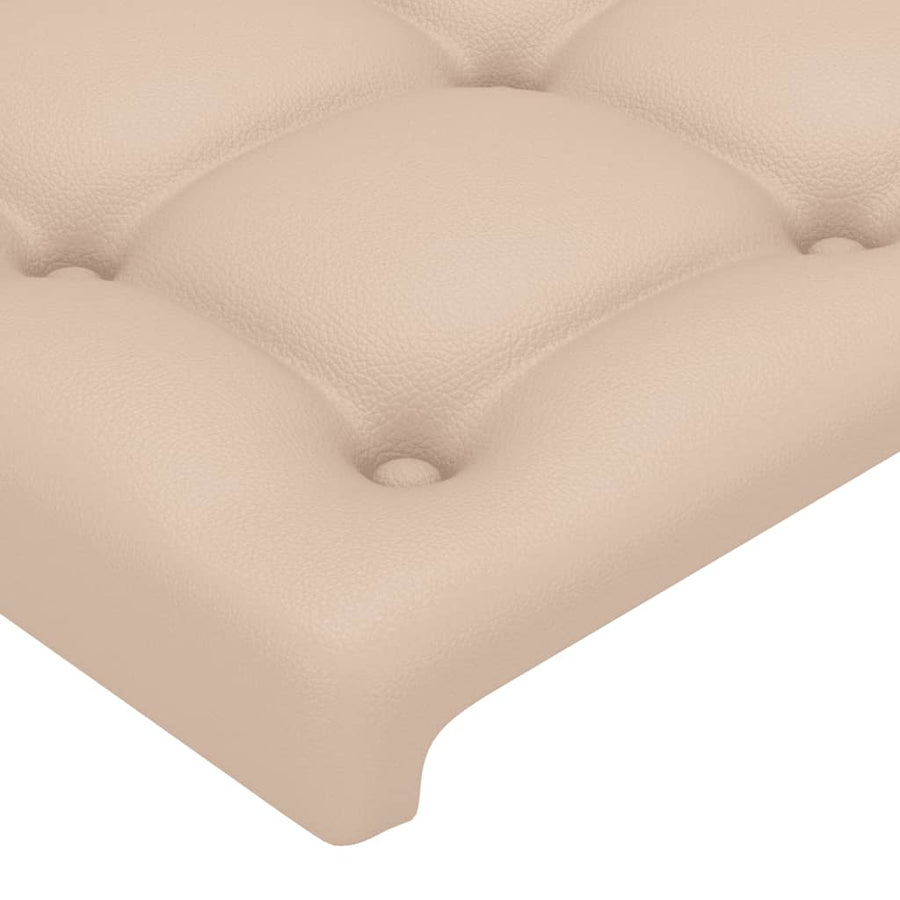 Bedframe Met Hoofdbord Kunstleer Cappucinnokleurig 140X190 Cm 140 x 190 cm Cappuccino Knopen
