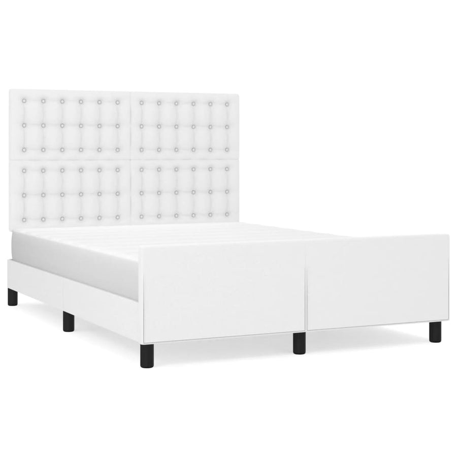 Bedframe Met Hoofdbord Kunstleer Wit 140 x 200 cm Knopen