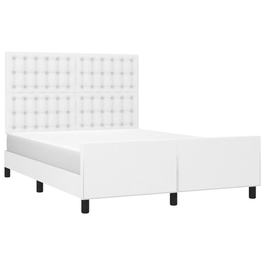 Bedframe Met Hoofdbord Kunstleer Wit 140 x 200 cm Knopen