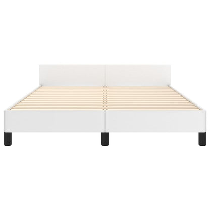 Bedframe Met Hoofdbord Kunstleer Wit 140 x 200 cm Knopen