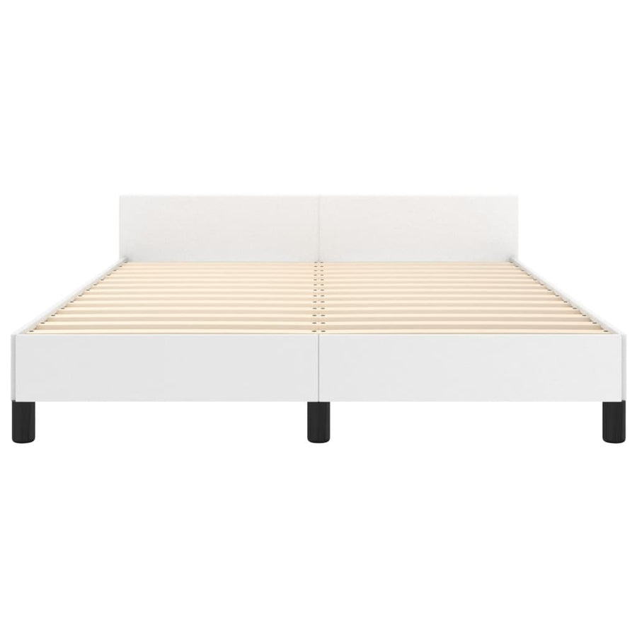 Bedframe Met Hoofdbord Kunstleer Wit 140 x 200 cm Knopen