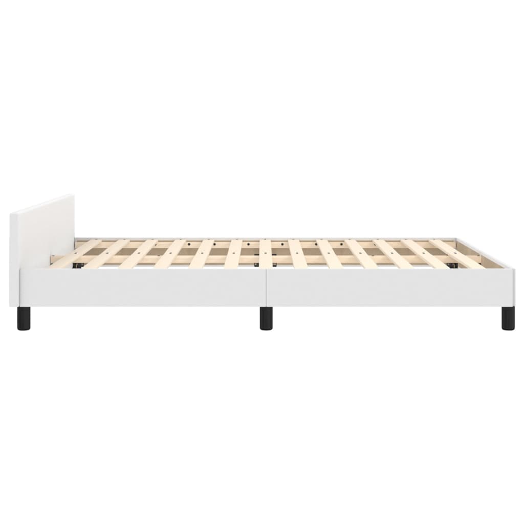 Bedframe Met Hoofdbord Kunstleer Wit 140 x 200 cm Knopen