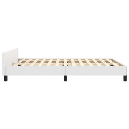 Bedframe Met Hoofdbord Kunstleer Wit 140 x 200 cm Knopen