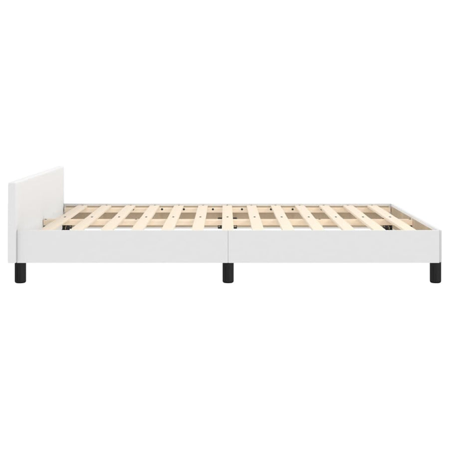 Bedframe Met Hoofdbord Kunstleer Wit 140 x 200 cm Knopen