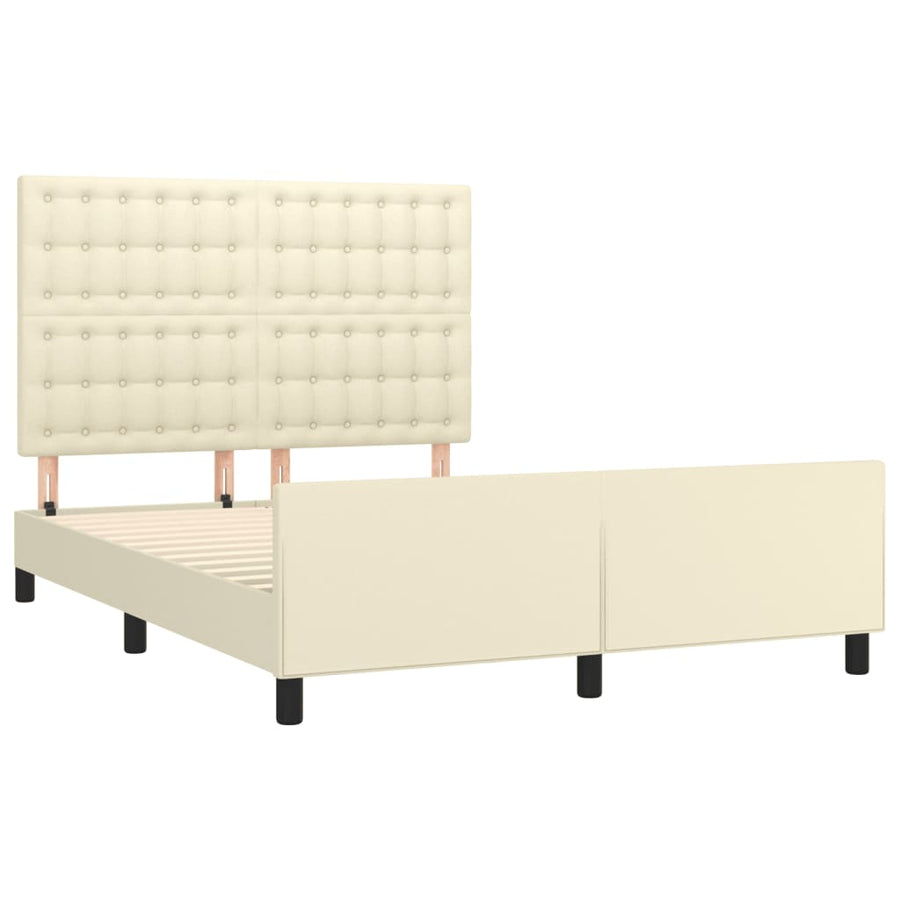 Bedframe met hoofdbord kunstleer crèmekleurig 140x200 cm