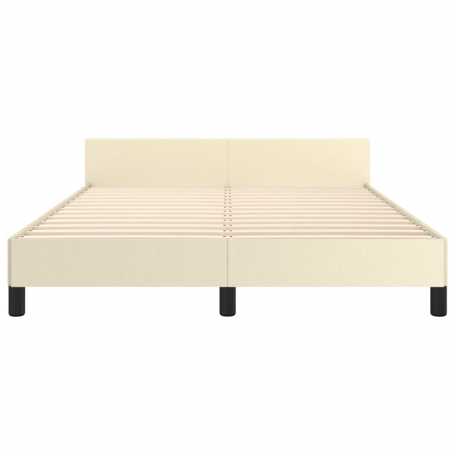 Bedframe met hoofdbord kunstleer crèmekleurig 140x200 cm