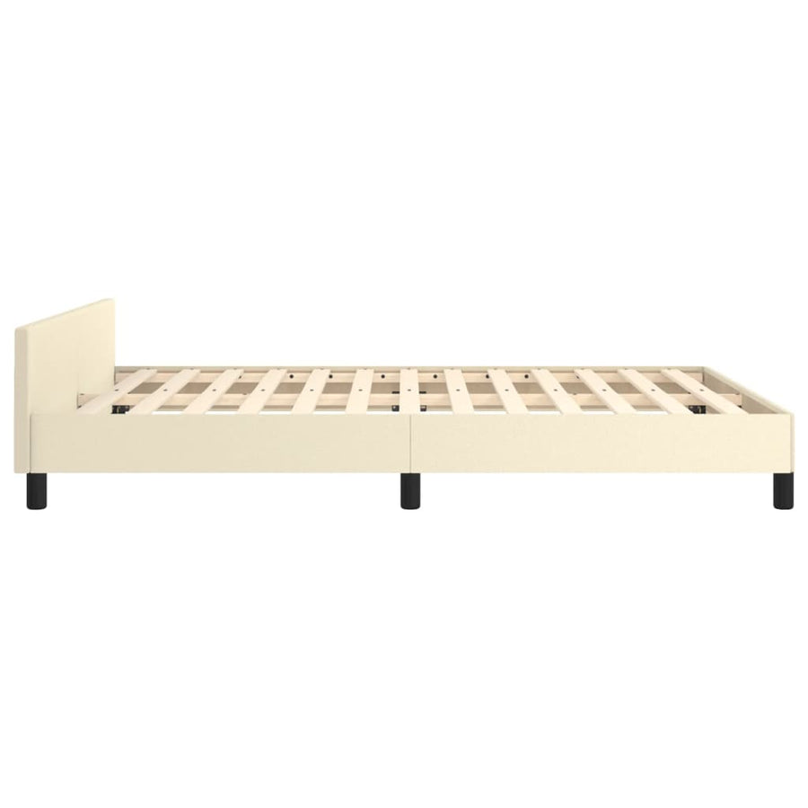 Bedframe met hoofdbord kunstleer crèmekleurig 140x200 cm